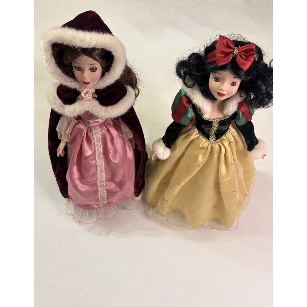 Disney Belle & Snow White Porcelain 16" Doll Royal Holiday Brass Key